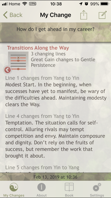 iChing Pocket App of Wisdom Screenshot