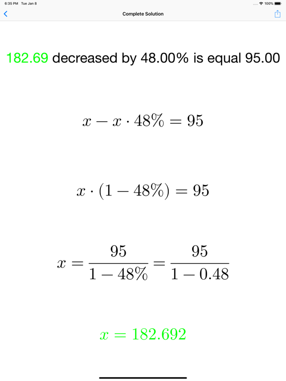 Screenshot #2 for Percentage Solver