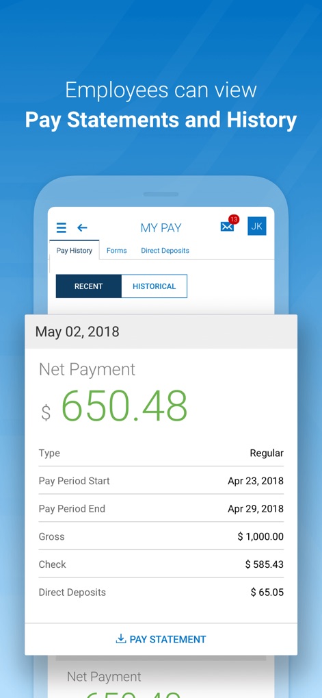 HCMToGo - This tool allows users to securely view their detailed pay statements showing net payment and manage direct deposit information.