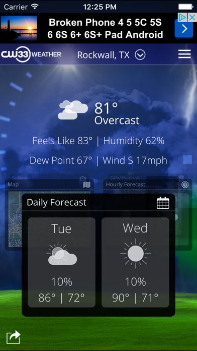 CW33 Dallas Texas Weather Screenshot
