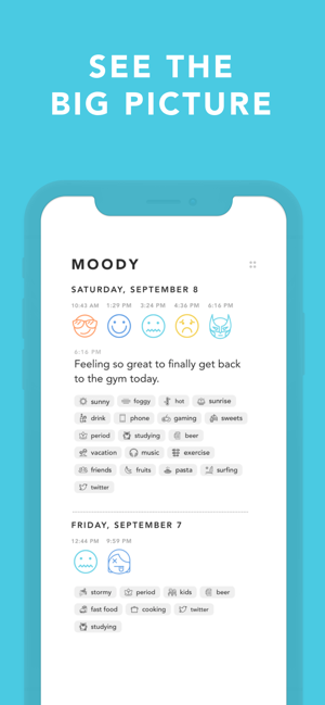 ‎Moody: Mood Tracker & Journal Capture d'écran