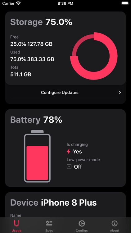 Usage Widgets