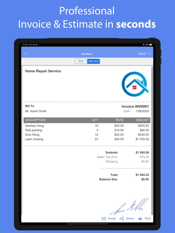 Invoice Maker‎ iPad screenshot 1 - Business app