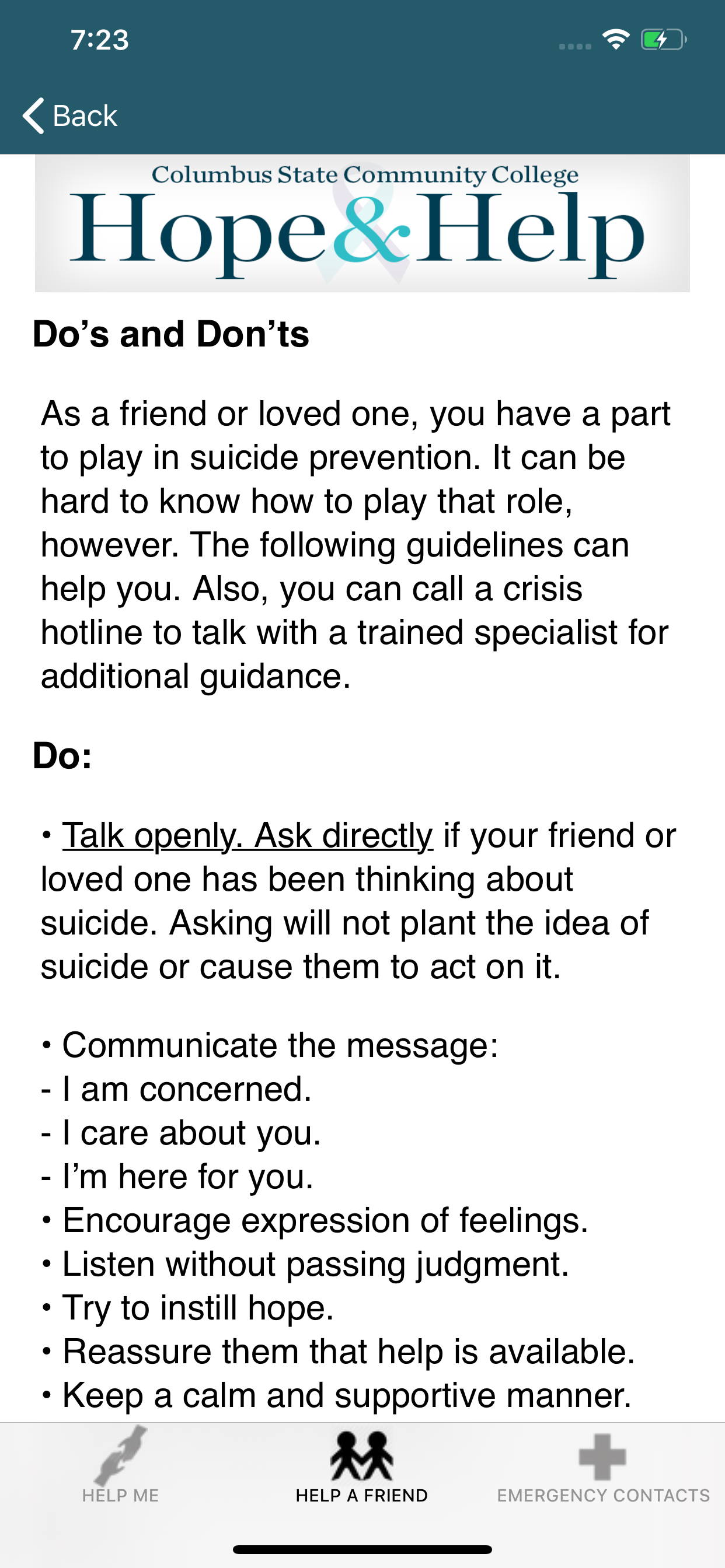 Columbus State Hope & Help screenshot 5