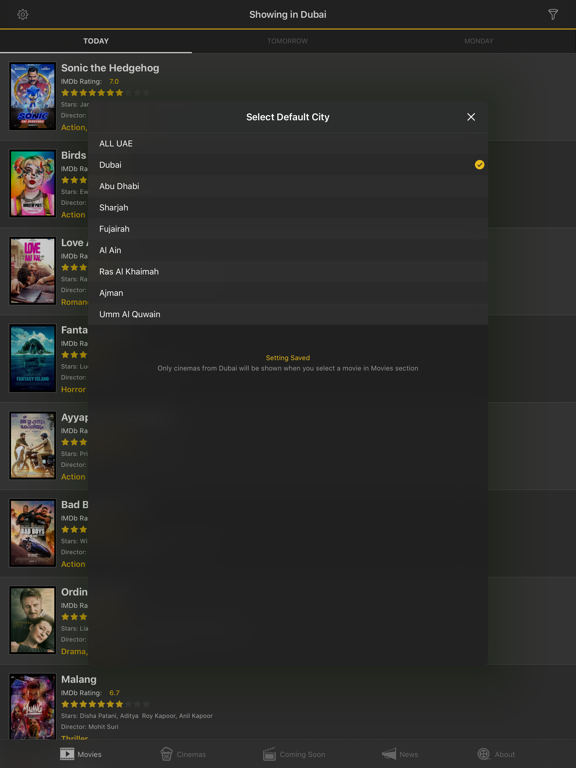 UAE Cinema Showtimes - Lite iPad screenshot 7 - Entertainment app
