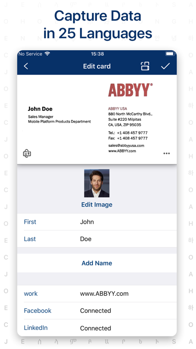 Business Card Reader Screenshot