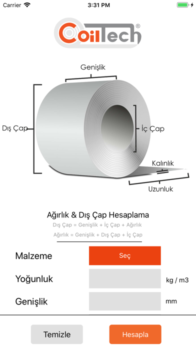 Screenshot #1 pour Coiltech Rulo Hesaplayıcı