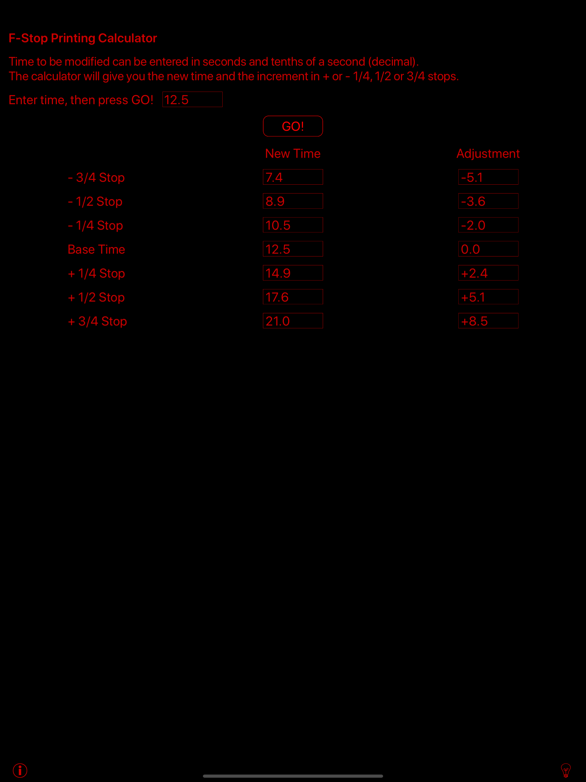 f-Stop Printing Calculator