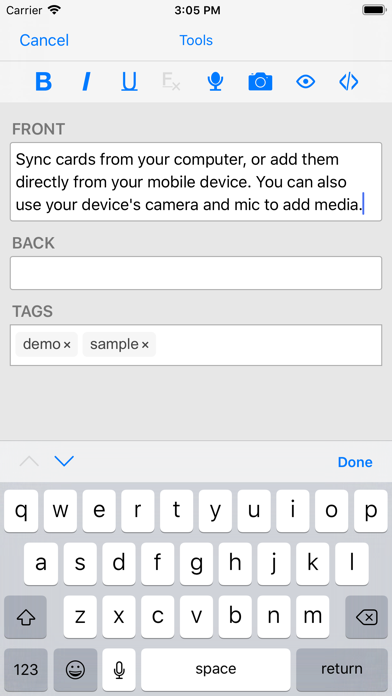 screenshot of AnkiMobile Flashcards 3