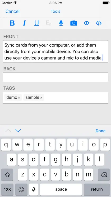 Screenshot 3 di 5 di AnkiMobile Flashcards