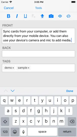 Captura de pantalla de AnkiMobile Flashcards en iPhone 3