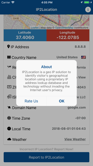 IP2Location Geolocation Screenshot