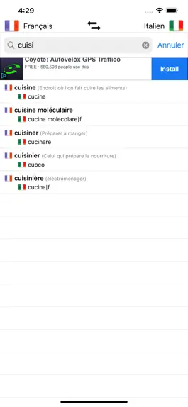 Game screenshot Dictionnaire Italien-Français hack