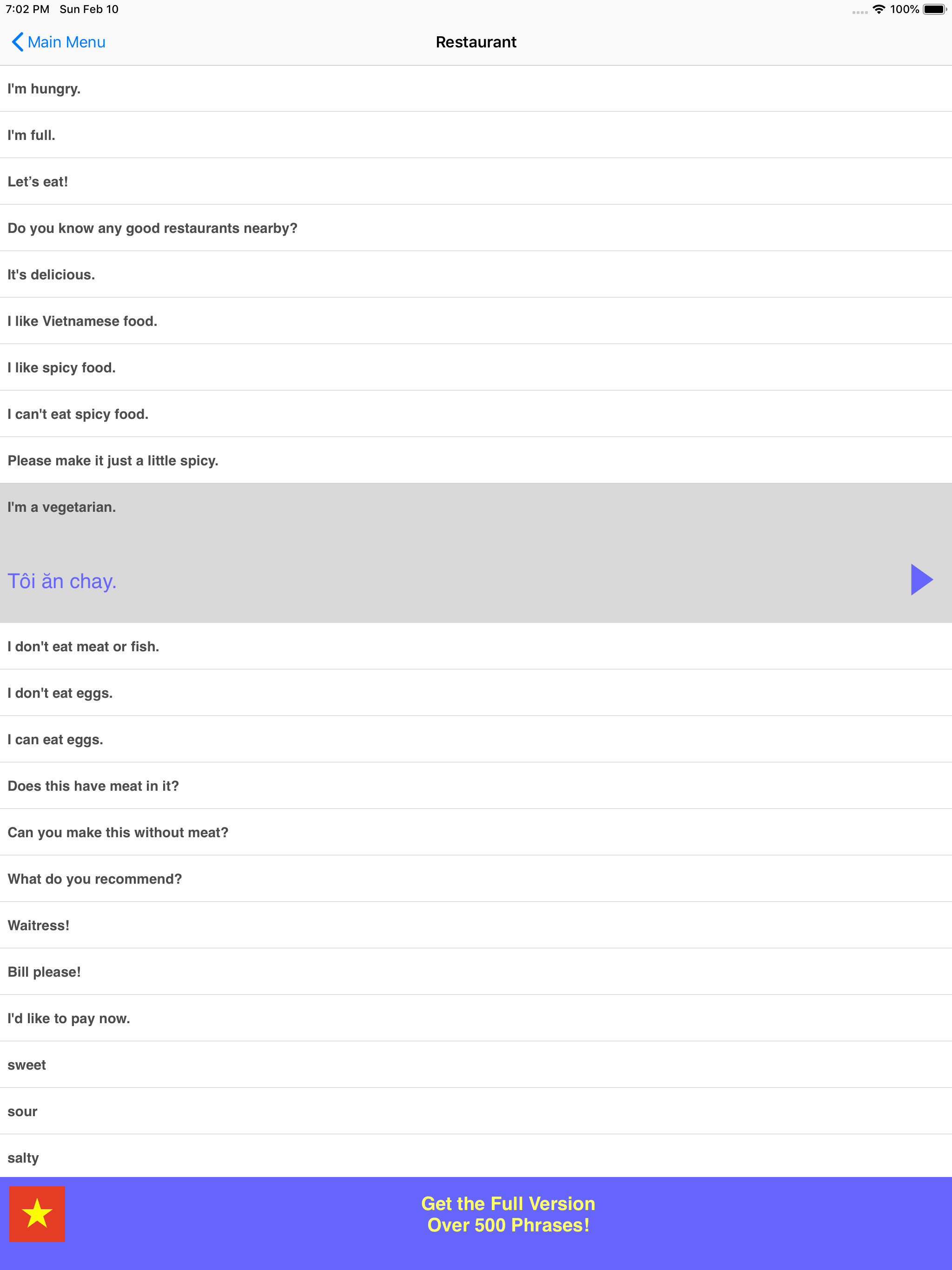 Speak Vietnamese Phrases Lite screenshot 9