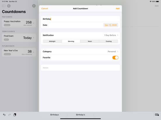 Countdowns - Day Counter iPad screenshot 2 - Utilities app