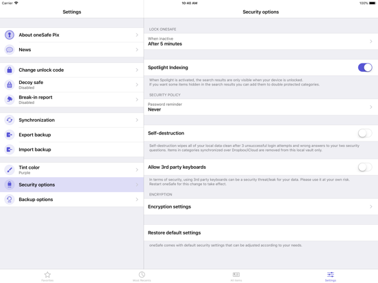 oneSafe Pix 4 iPad screenshot