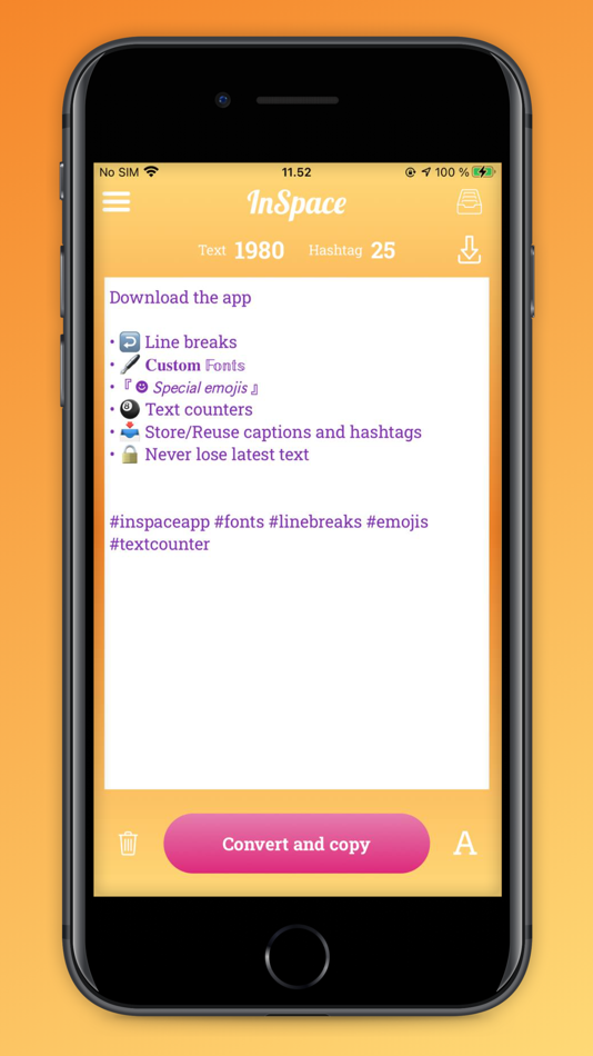 #4. InSpace: caption for Instagram (iOS) Podle: Stefano Ventrudo
