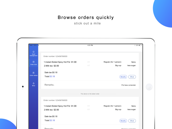 EdgelessGo: Food Order Manager iPad screenshot 2 - Shopping app