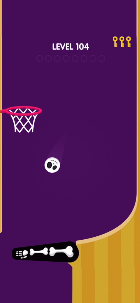 Flipper Dunk - Discover unique themed elements such as the skull-faced ball and the skeletal bone flipper in advanced stages.