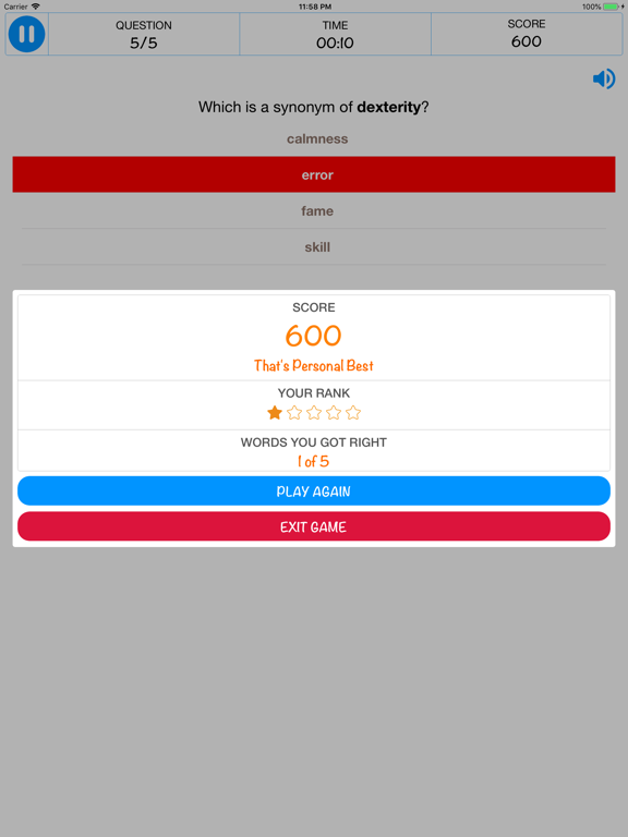 Screenshot #6 pour Quiz Vocabulary