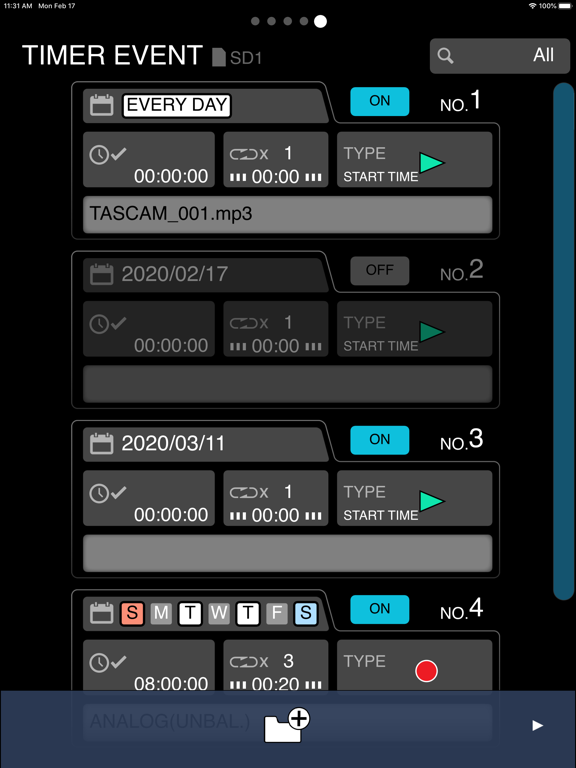 TASCAM SS250 CONTROL iPad screenshot