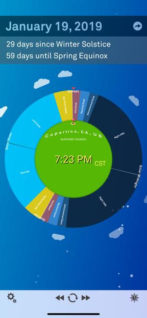 Sol: Captura de pantalla del reloj solar