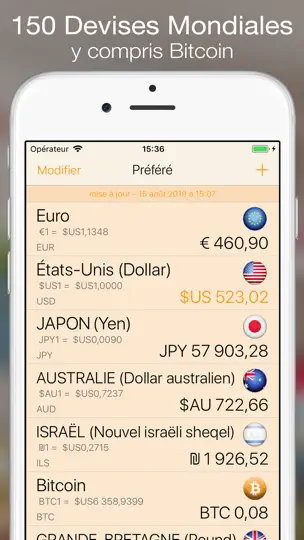 Capture d'écran de Currency+ (Currency Converter) sur iPhone 2
