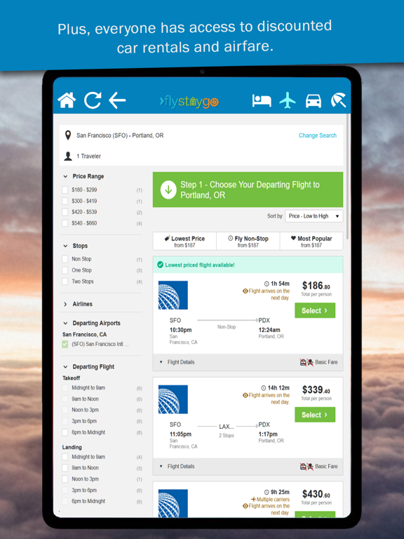 FlyStayGo iPad screenshot 4 - Travel app