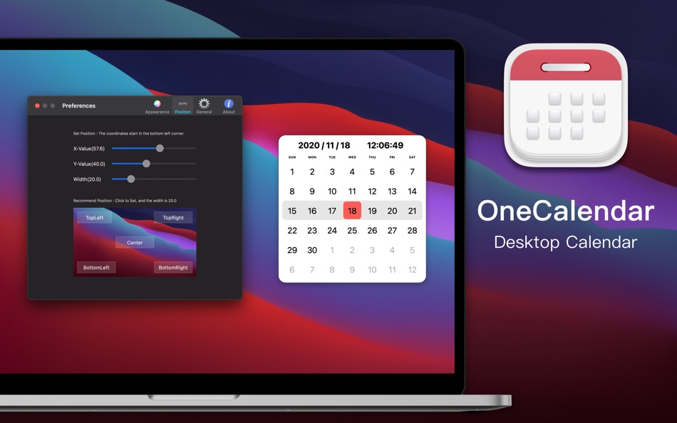 #5. OneCalendar - Desktop Calendar (macOS) Podle: Chengdu Reinvent Technology Co., Ltd.