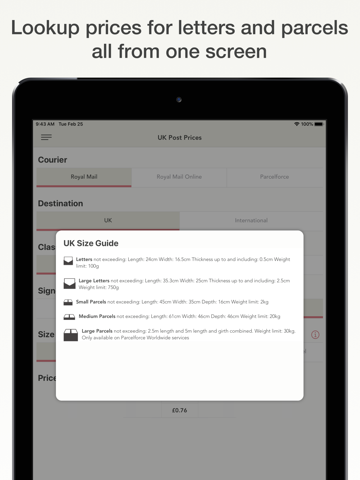 UK Post Prices - náhled