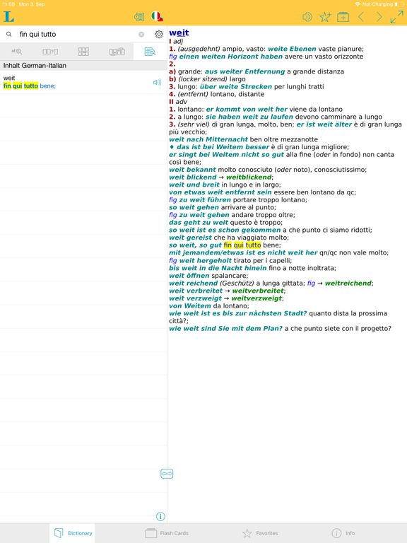 Big German Italian Dictionary iPad screenshot