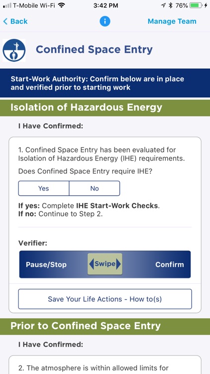 Chevron Start-Work Checks