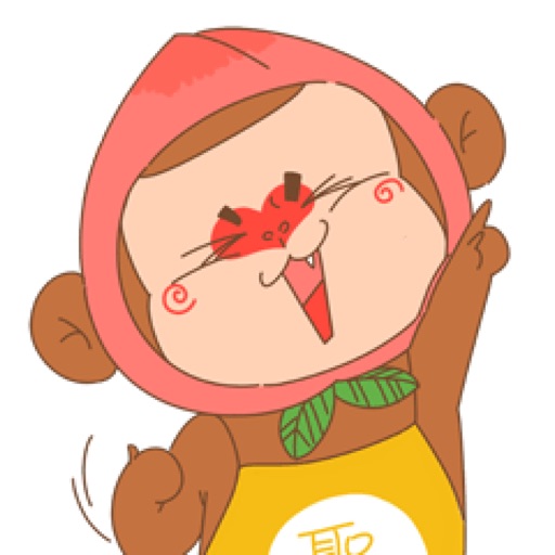 Flat peach monkey Sticker