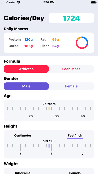 Screenshot #1 for IIFYM Macro/Calorie Calculator