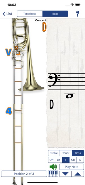 Valve Trombone Finger Chart