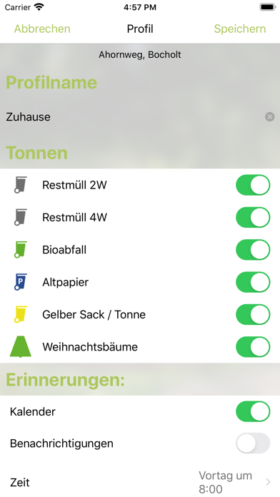 Abfall-App WML Screenshot