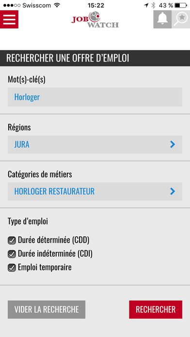 Job Watch - Emplois horlogers Screenshot