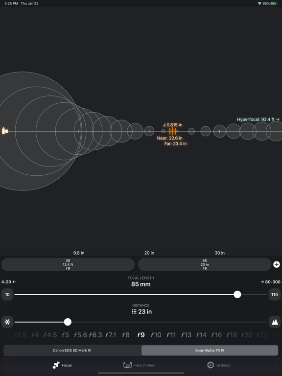 Screenshot #4 pour FocusFinder DoF Calculator