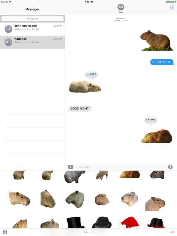 Capybara Stickers for Messages iPad screenshot 4 - Stickers app