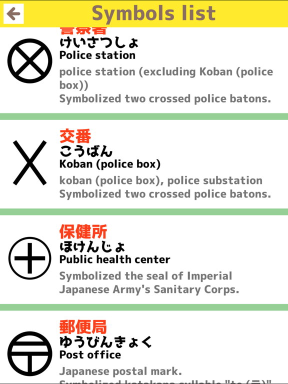 Japanese map symbols iPad screenshot