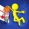 Score the ball into the basket while jumping on trampoline