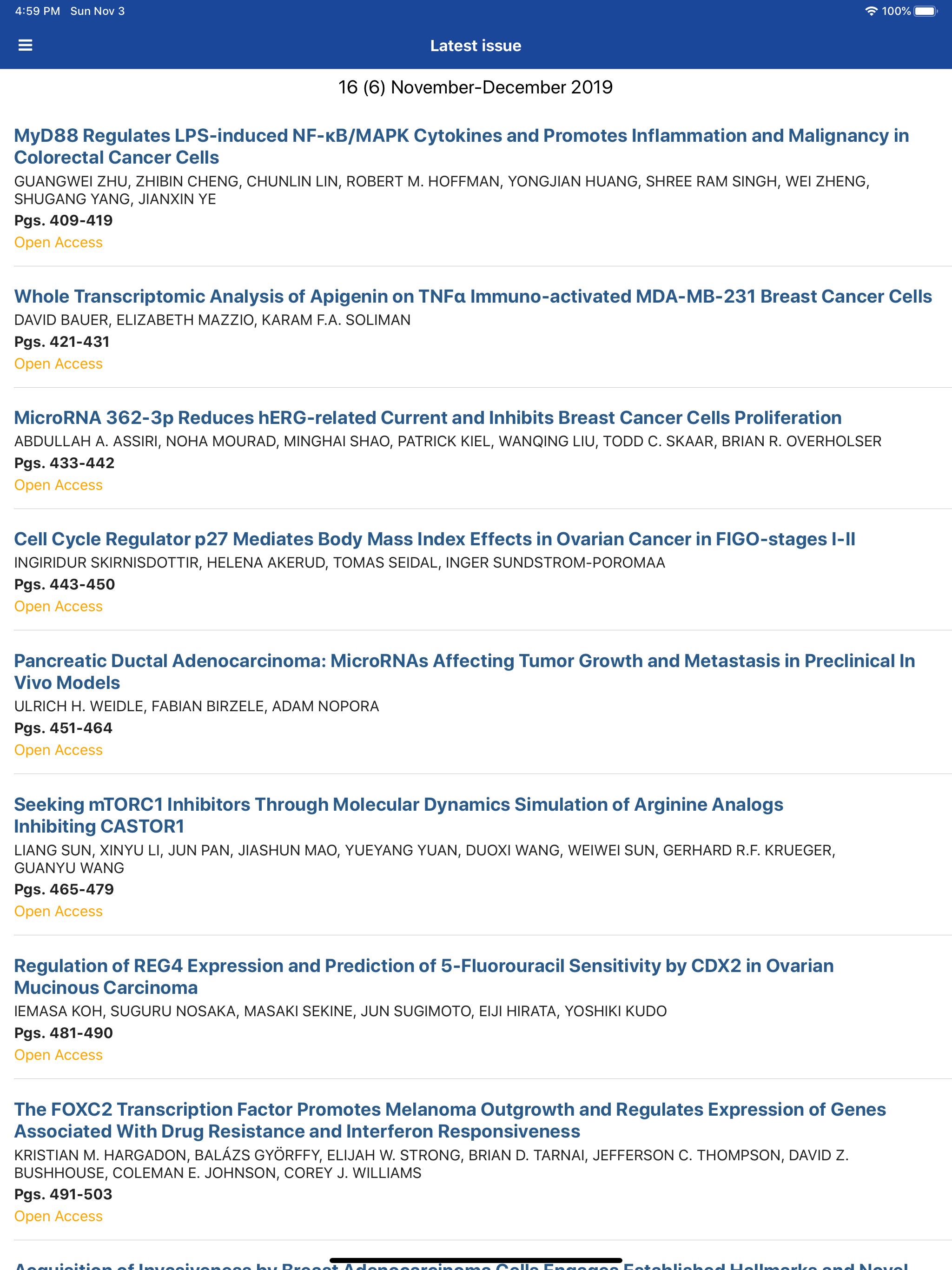 Cancer Genomics & Proteomics screenshot 10