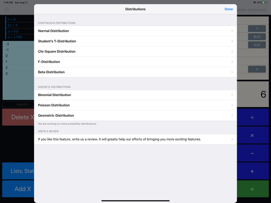 Statistics Calculator+++ iPad screenshot 4 - Utilities app