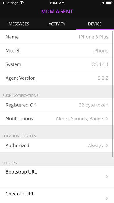 N-central MDM Agent Screenshot