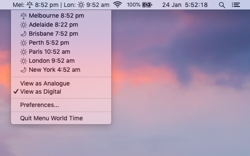 Screenshot #1 pour Menu World Time