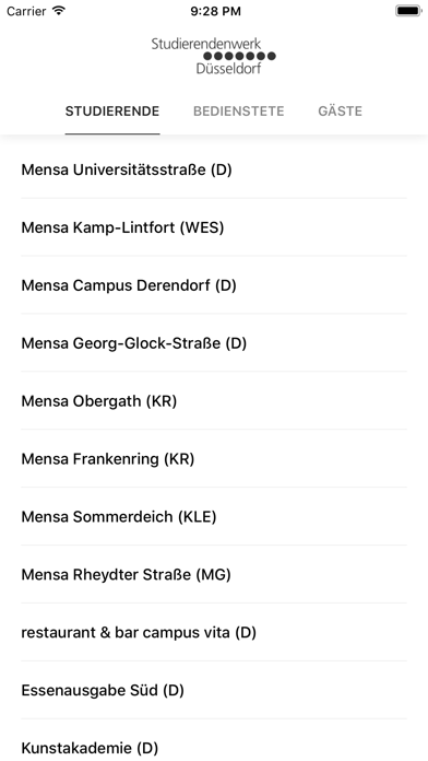 Screenshot #1 pour Mensa Studierendenwerk Düsseld