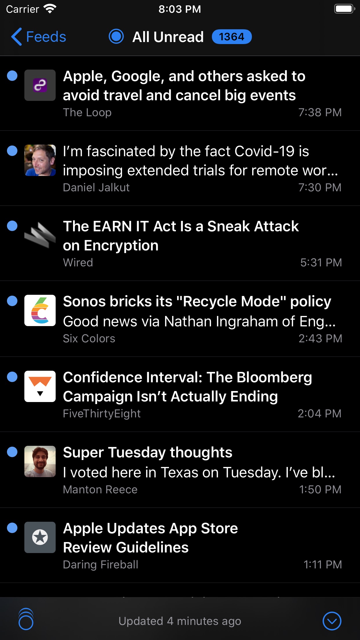 Screenshot do app NetNewsWire: RSS Reader