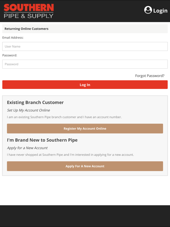 Southern Pipe and Supply iPad screenshot 1 - Business app