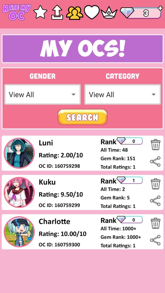 #5. Rate My OC (iOS) 由: Lunime Inc.