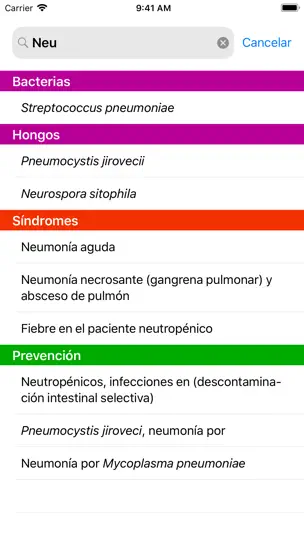 Captura de pantalla de Guía Mensa en iPhone 7
